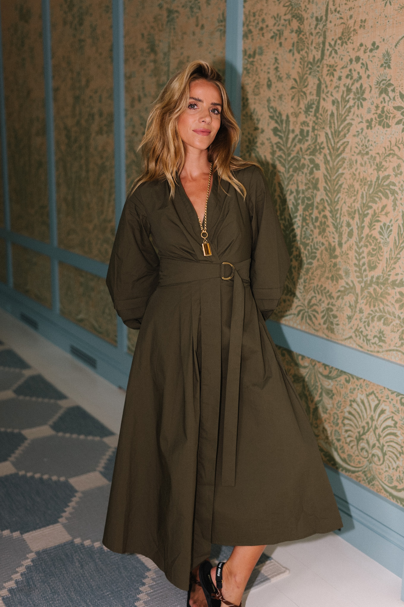 olive green maxi shirtdress