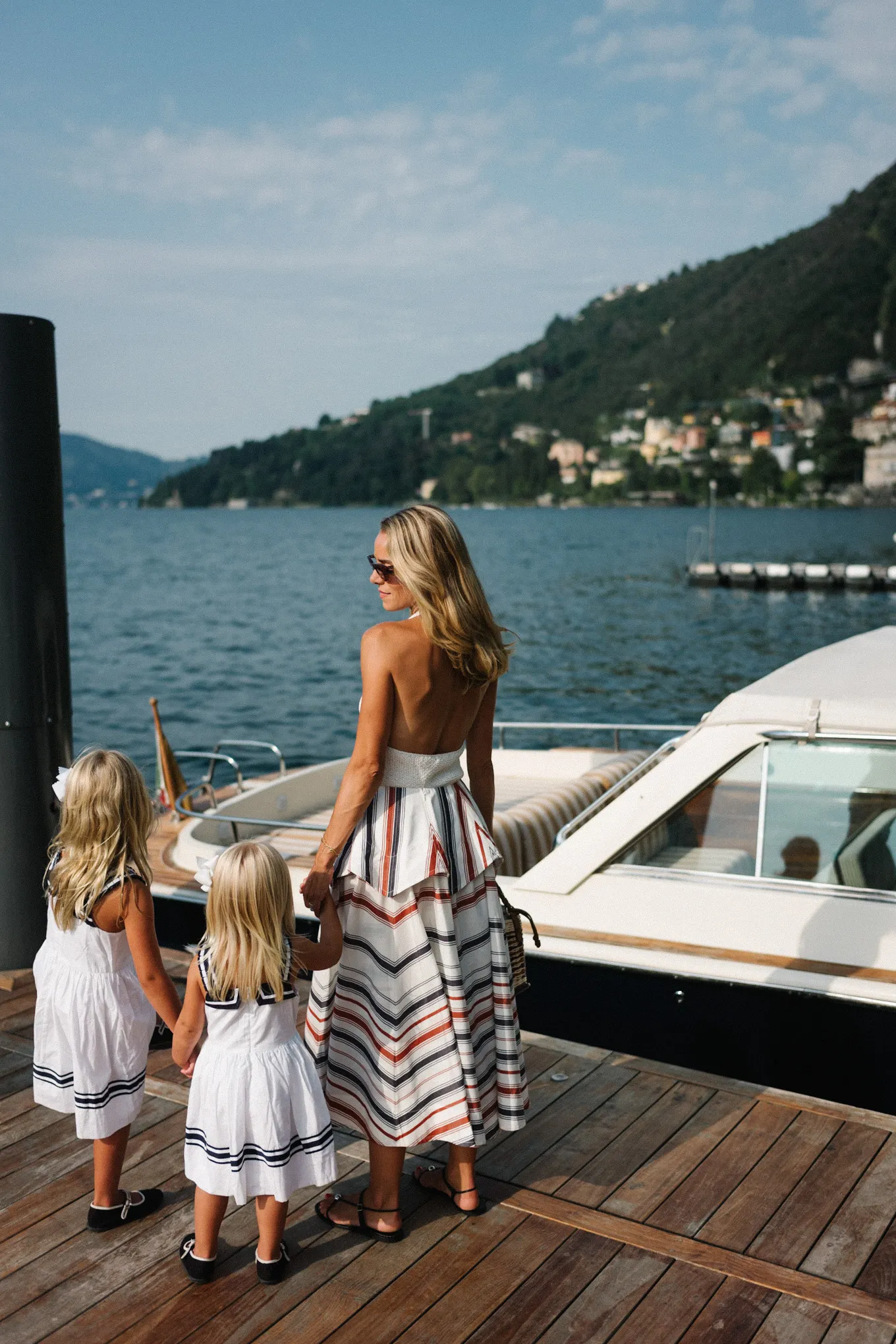 Lake Como Italy Cream Tank Stripe Maxi Skirt