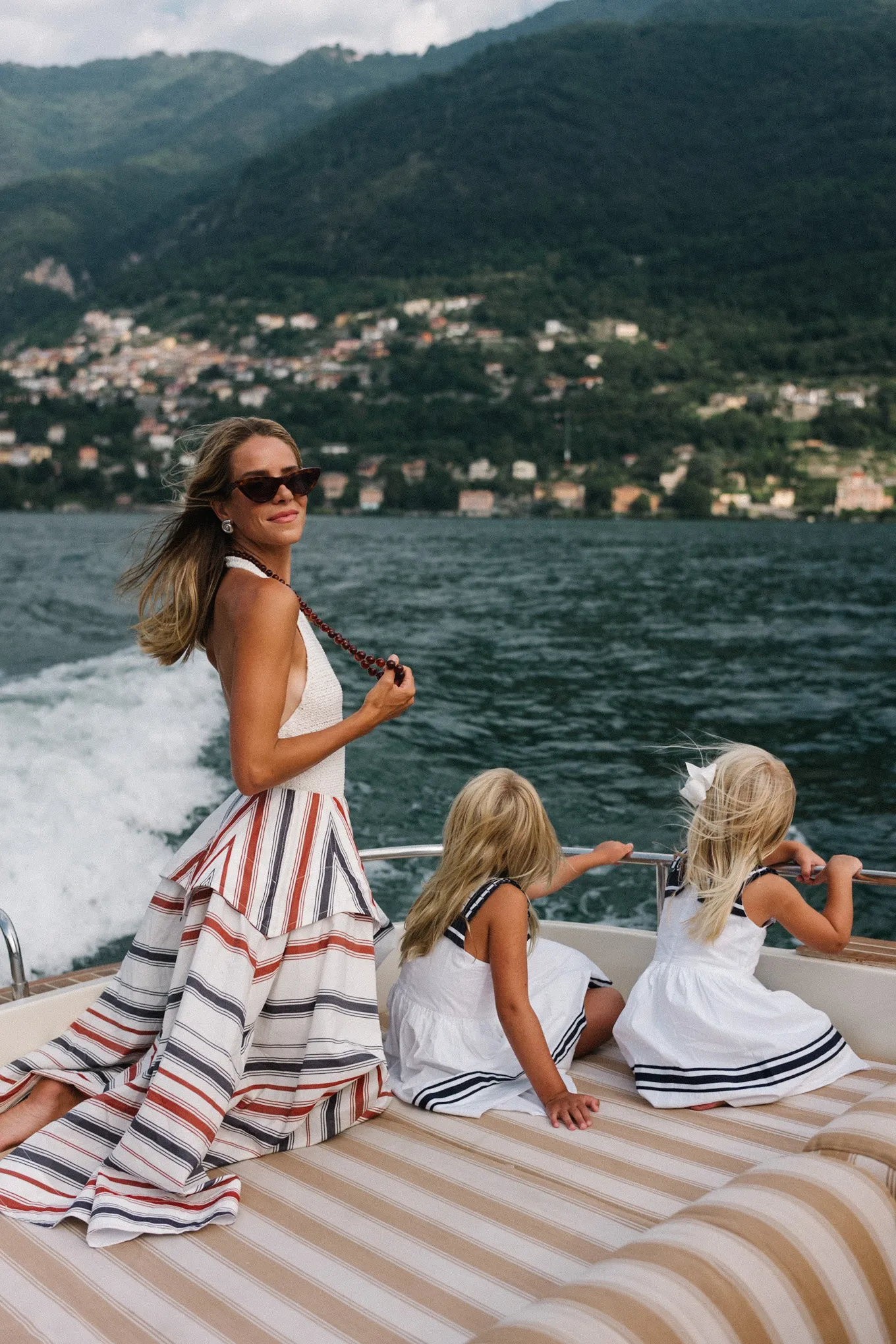 Lake Como Italy Cream Tank Stripe Maxi Skirt