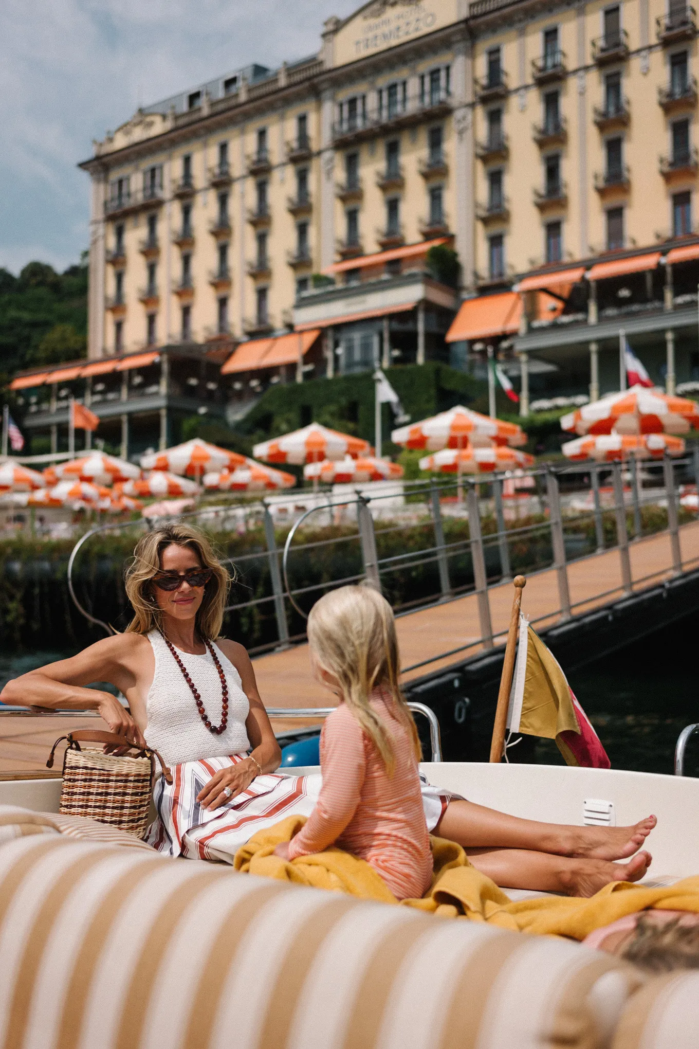 Lake Como Italy Cream Tank Stripe Maxi Skirt