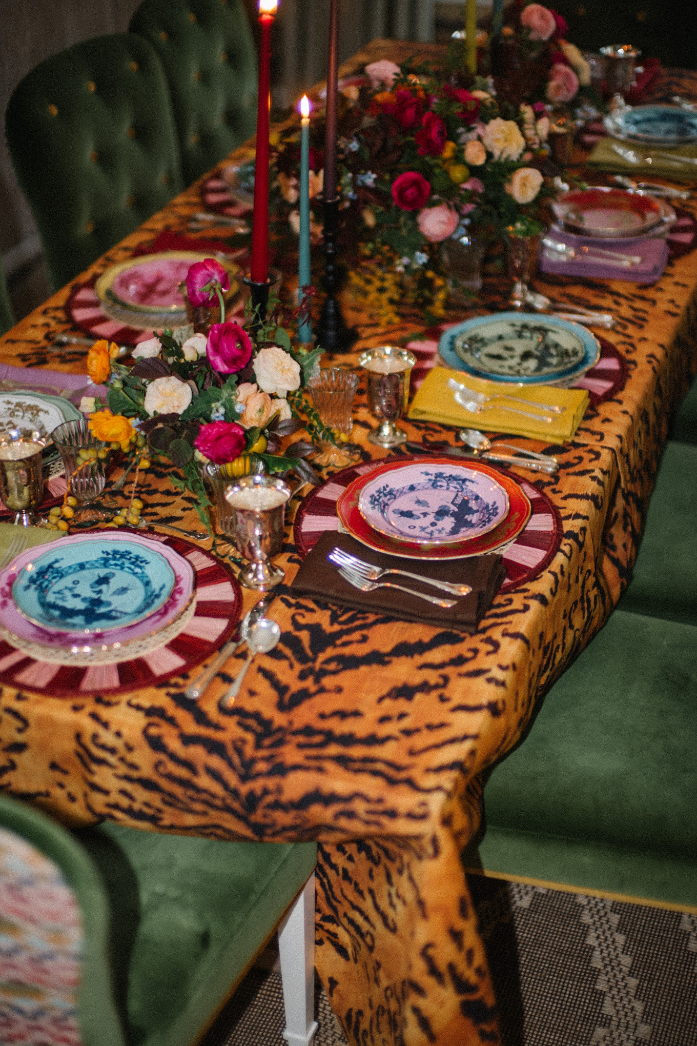 colorful holiday tablescape