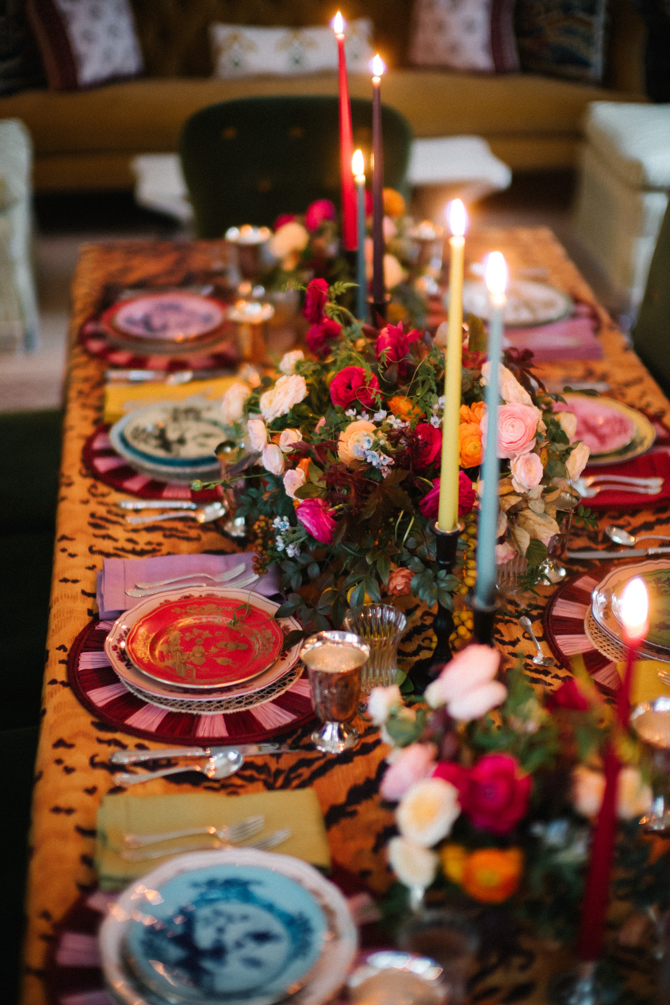 colorful holiday tablescape