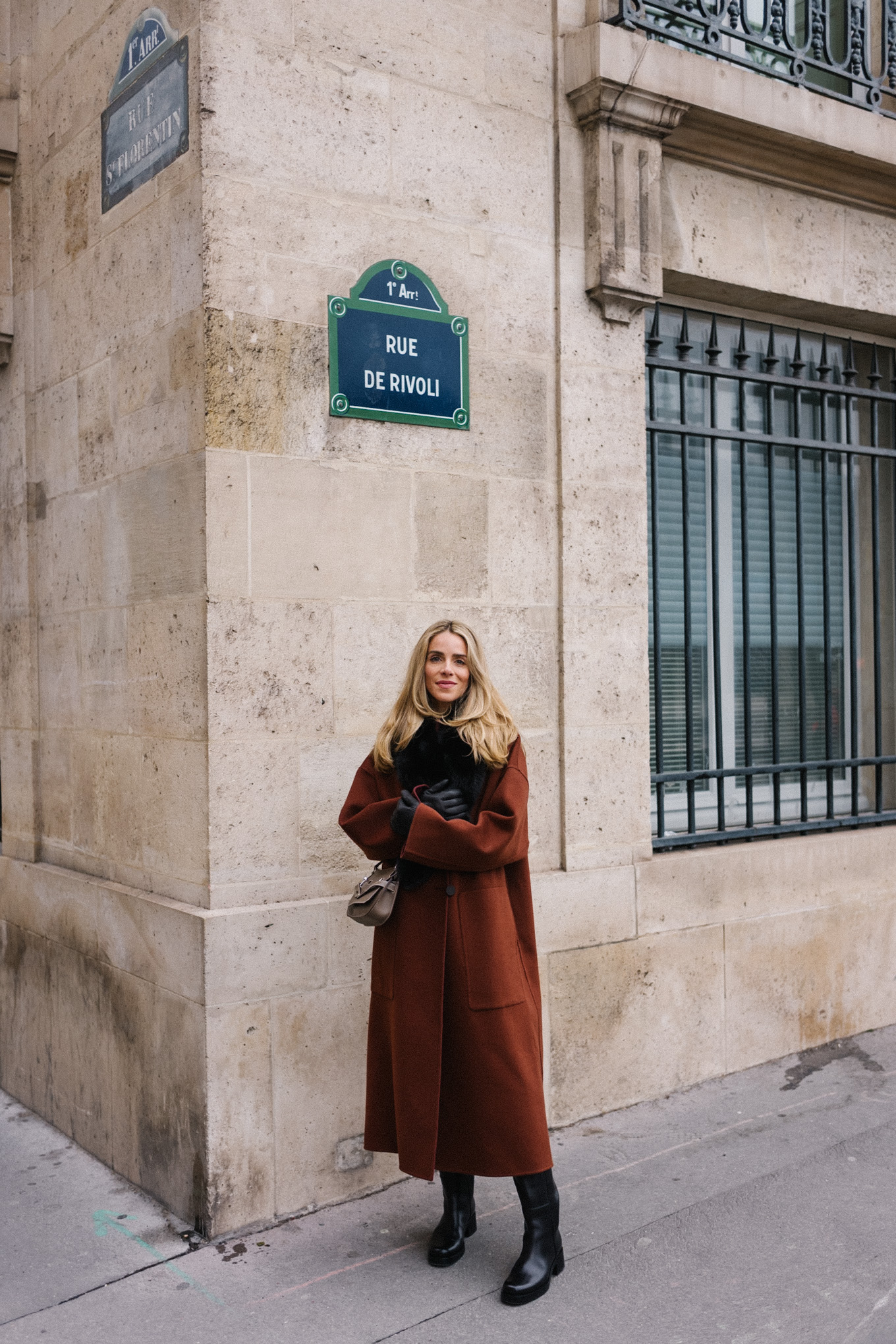 maroon winter coat silk dress black leather boots