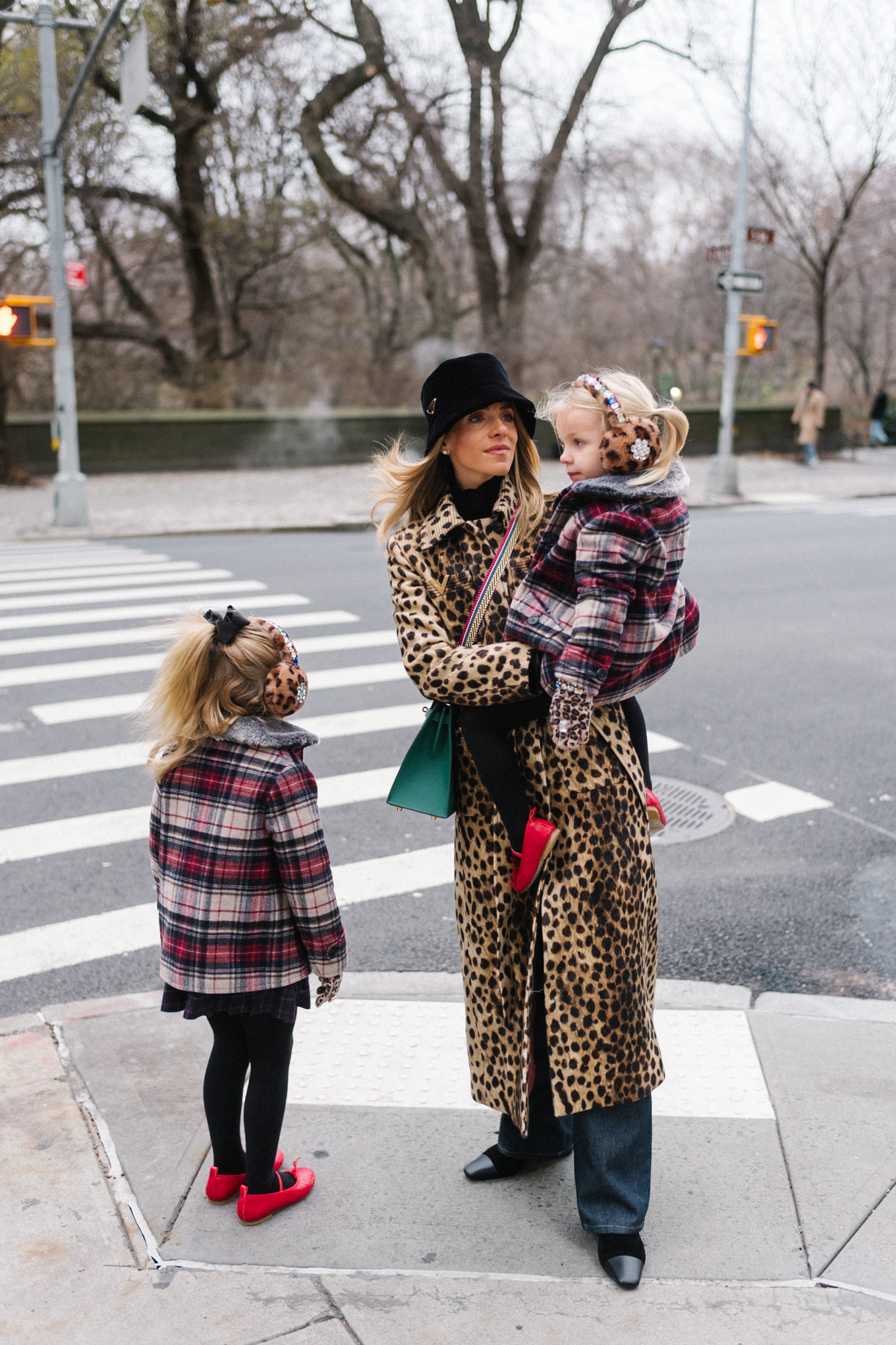 Cheetah Print Wool Coat Black Velvet Bucket Hat Christmas New York