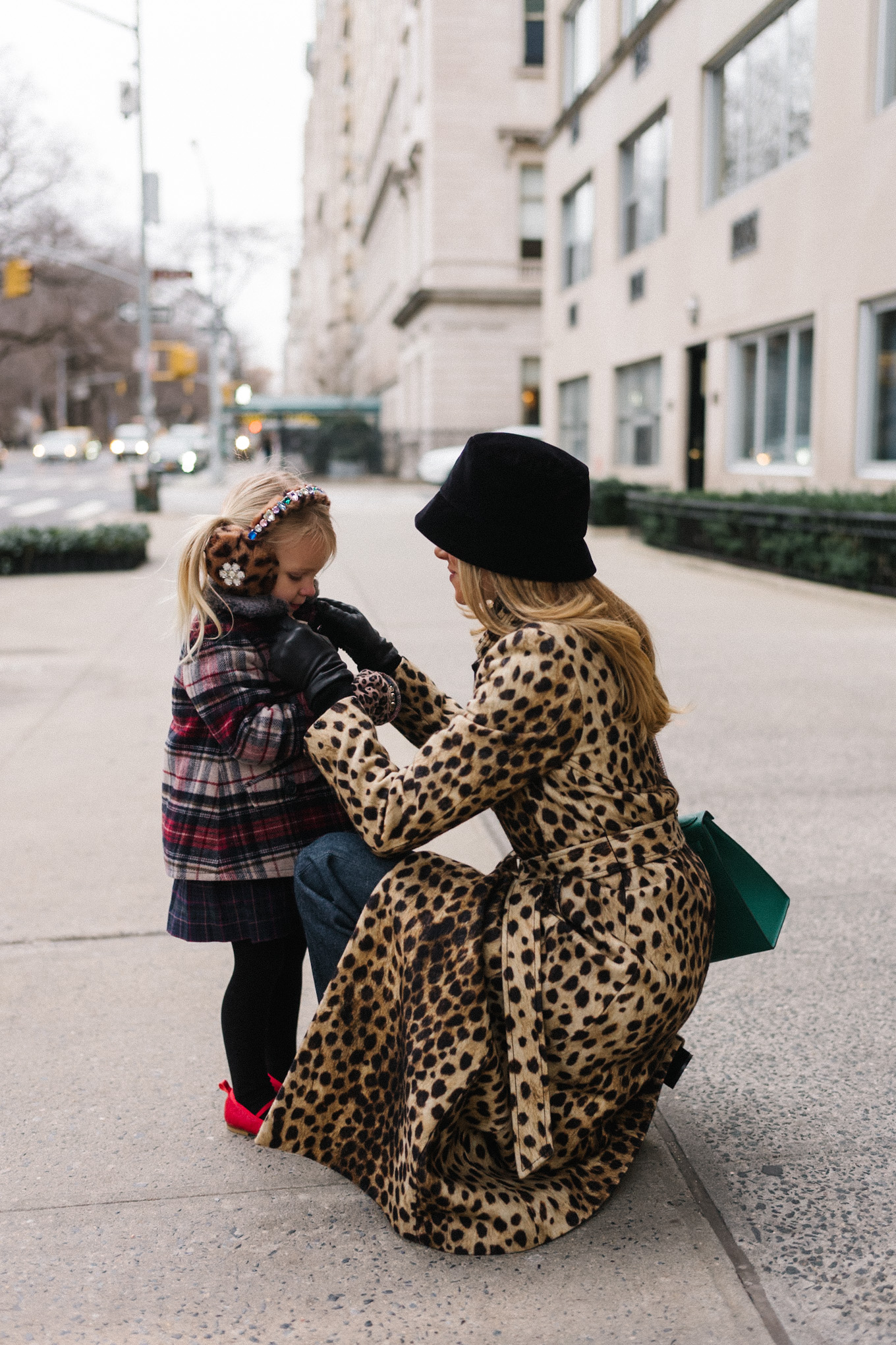 Cheetah Print Wool Coat Black Velvet Bucket Hat Christmas New York