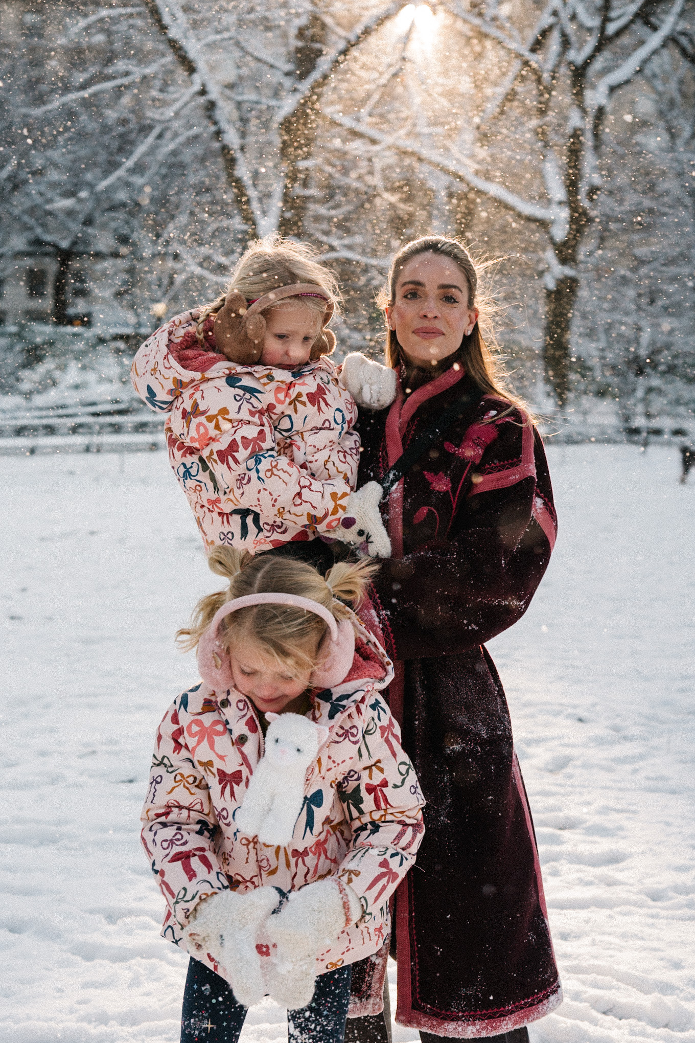 pink embroidered winter coat