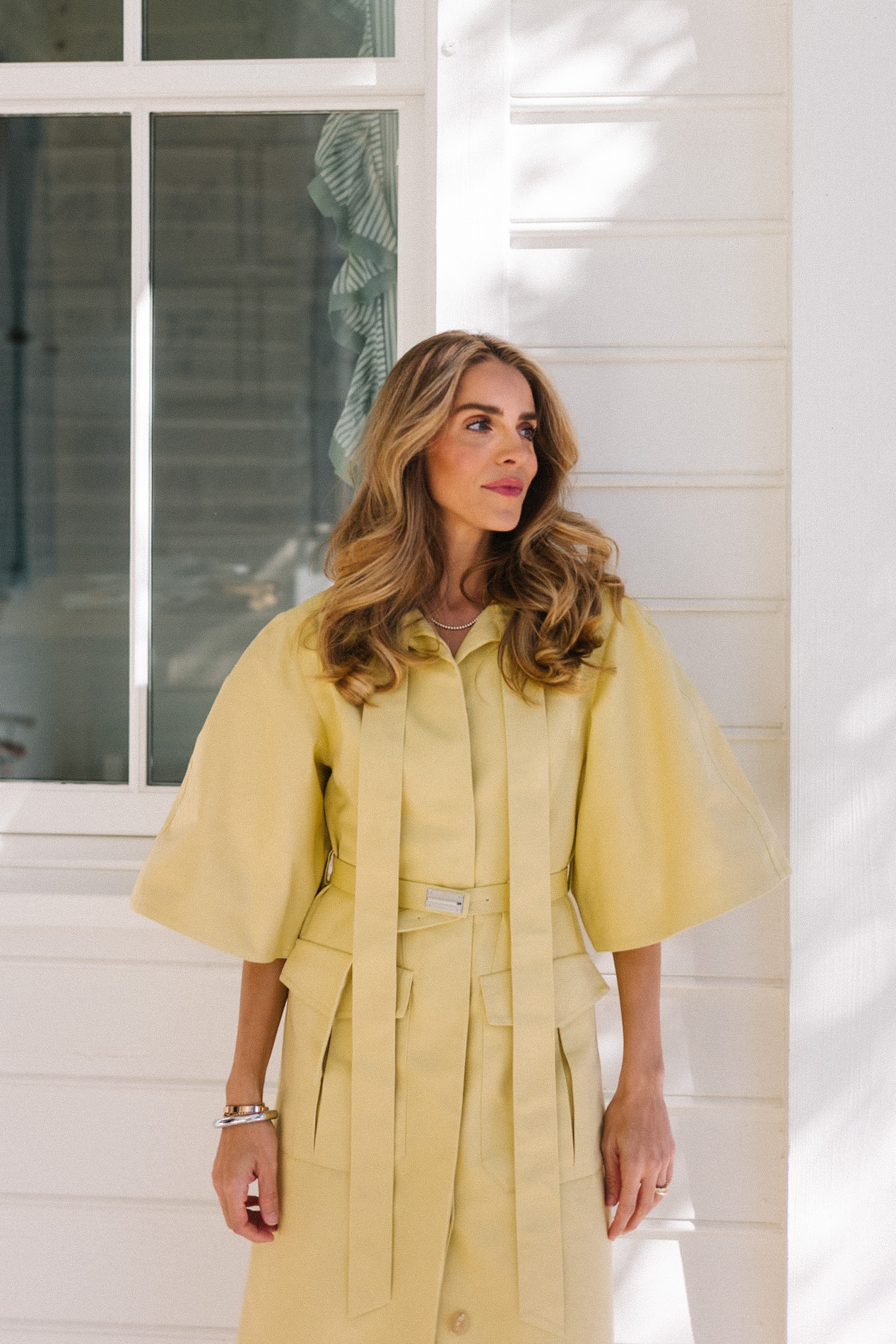 pale yellow shirtdress