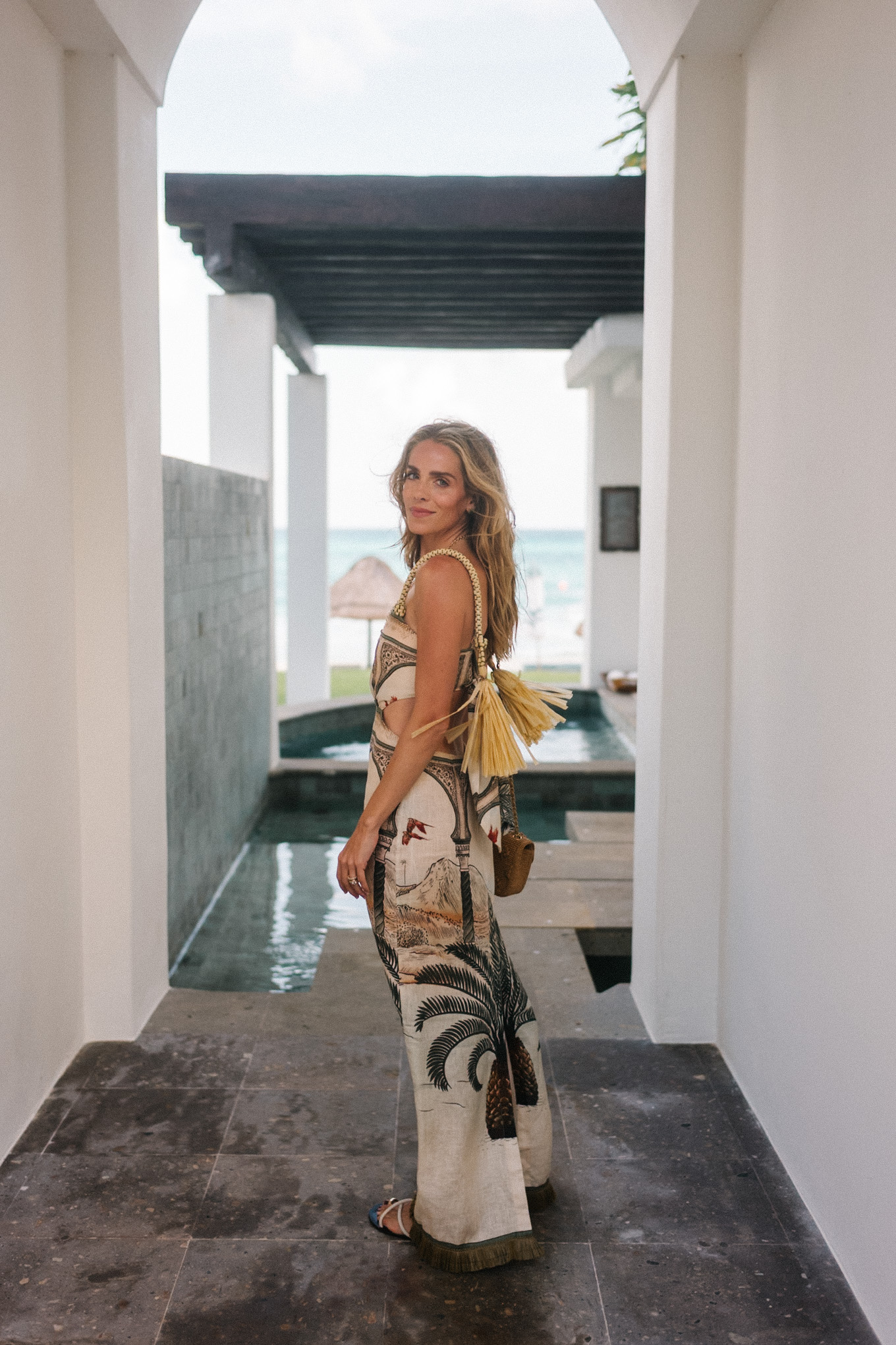 mexico tropical print maxi dress