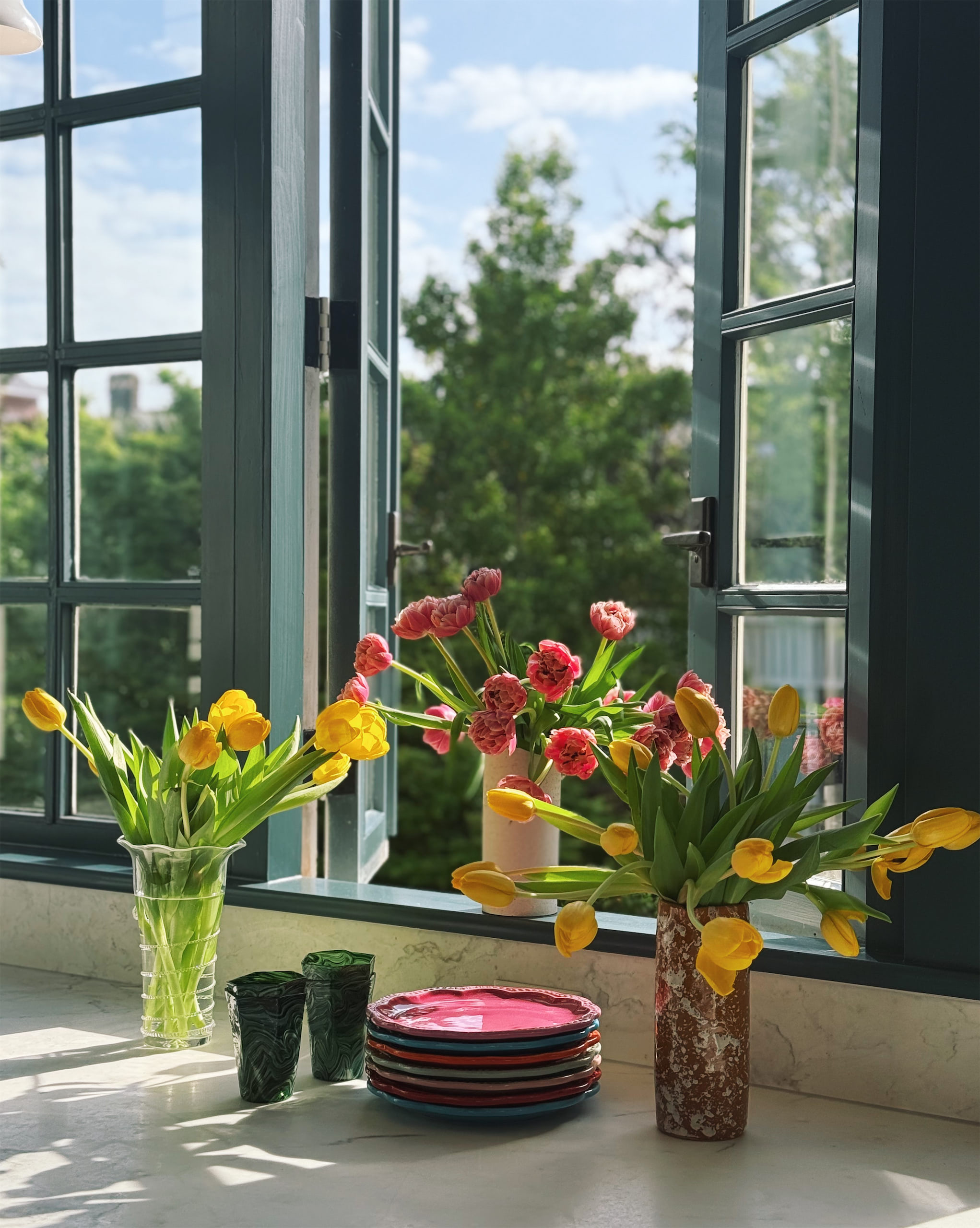 colorful vases