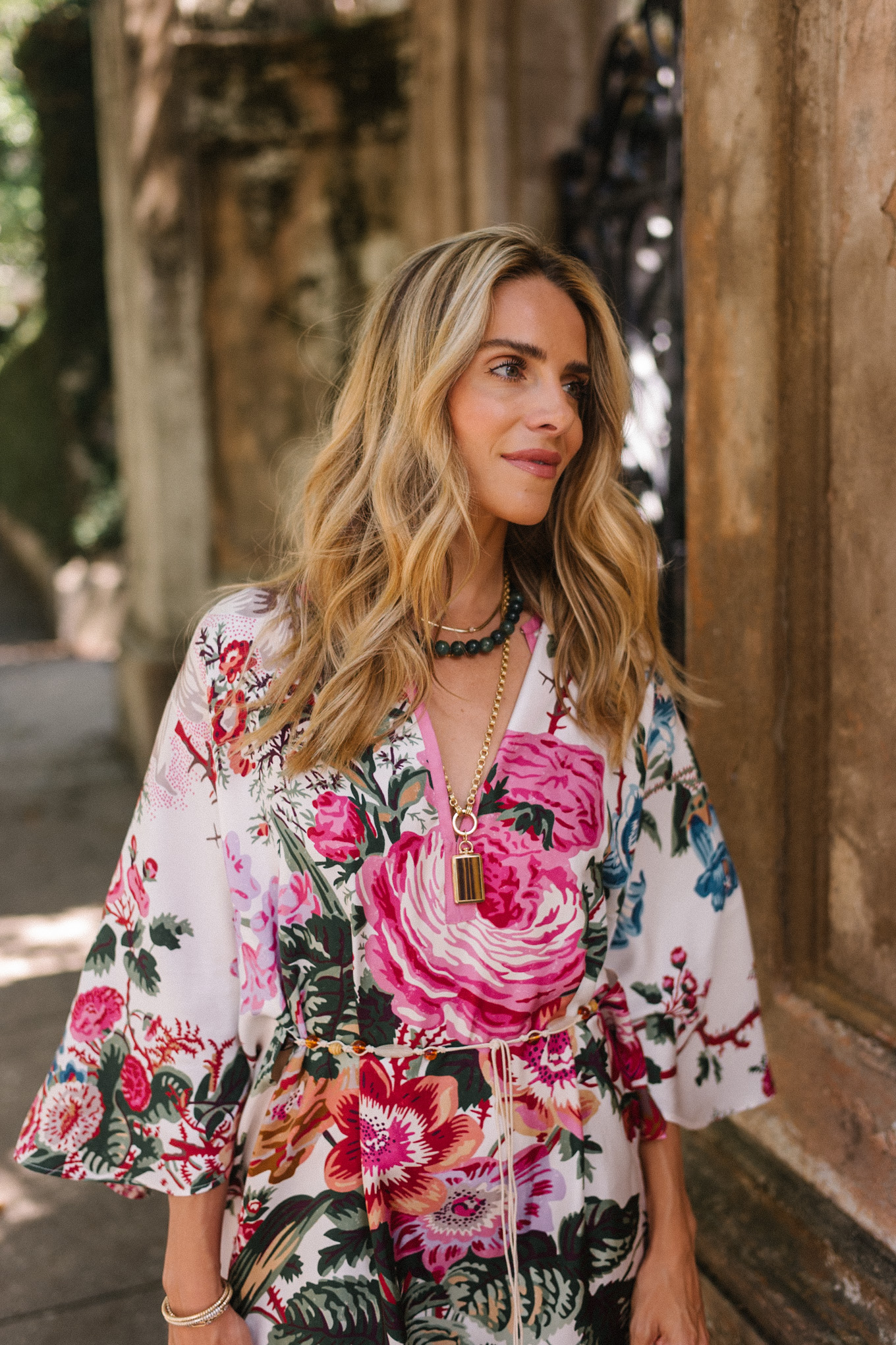 Flower silk caftan floral tote bag