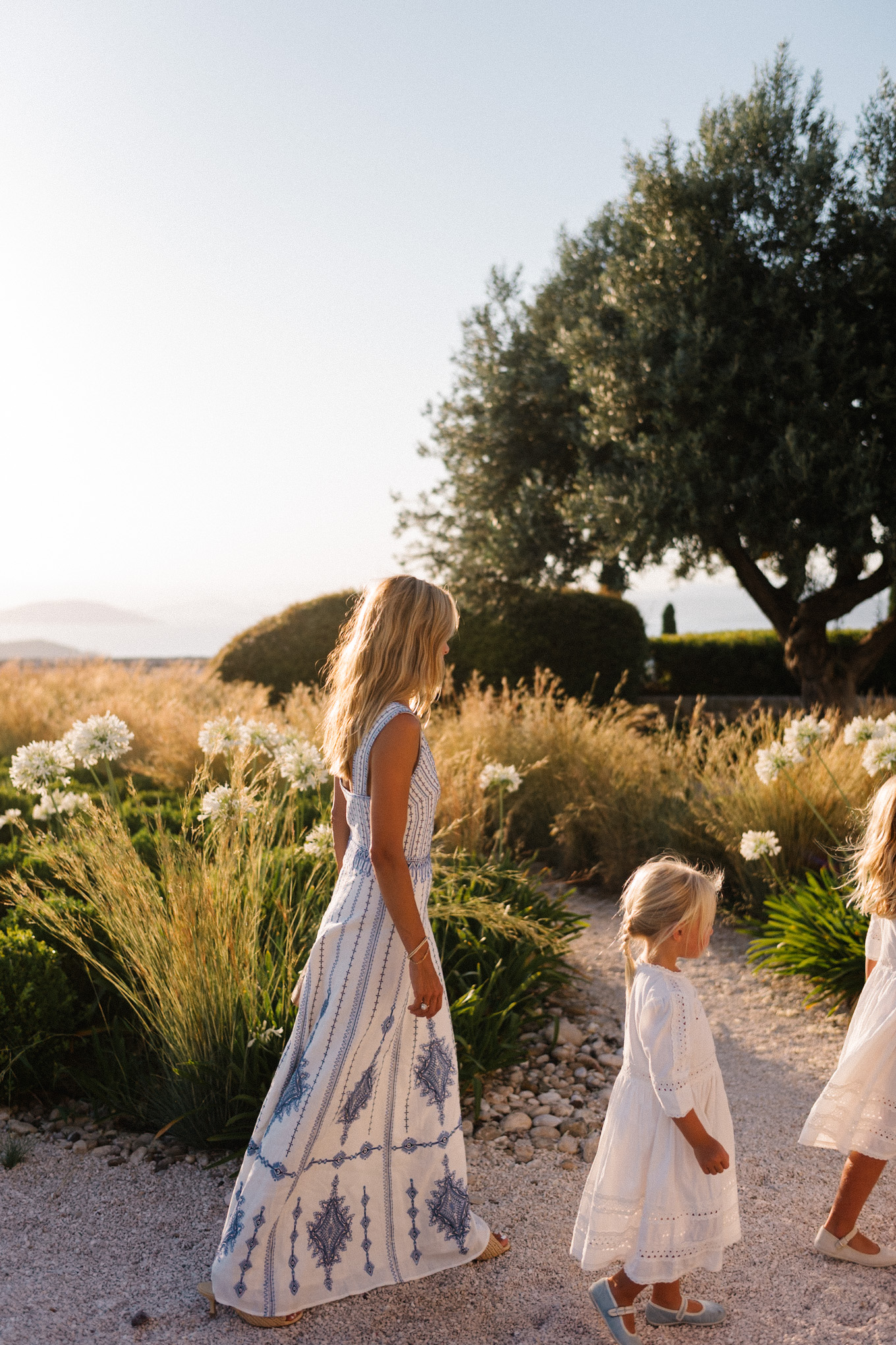 white blue embroidered maxi dress