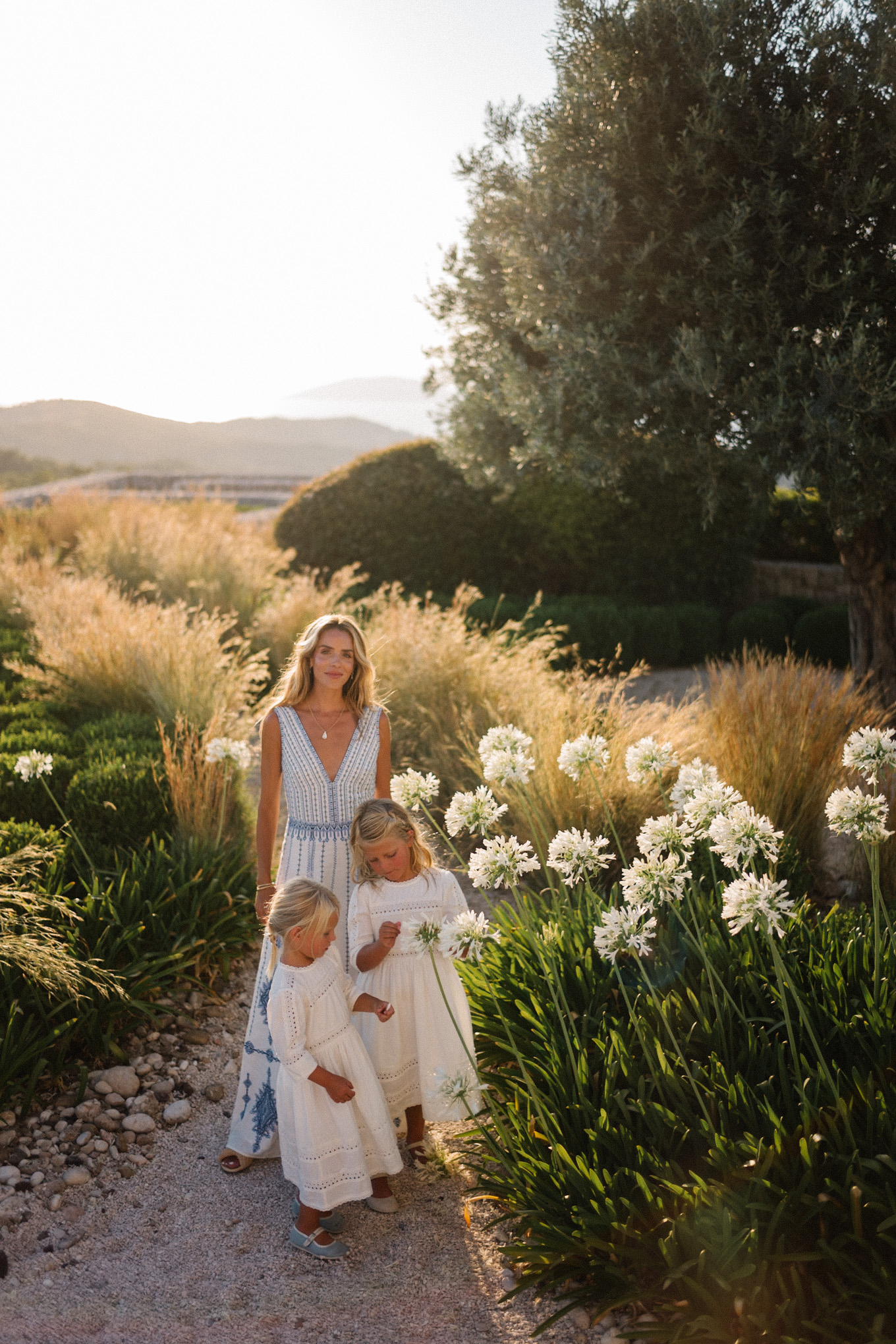 white blue embroidered maxi dress