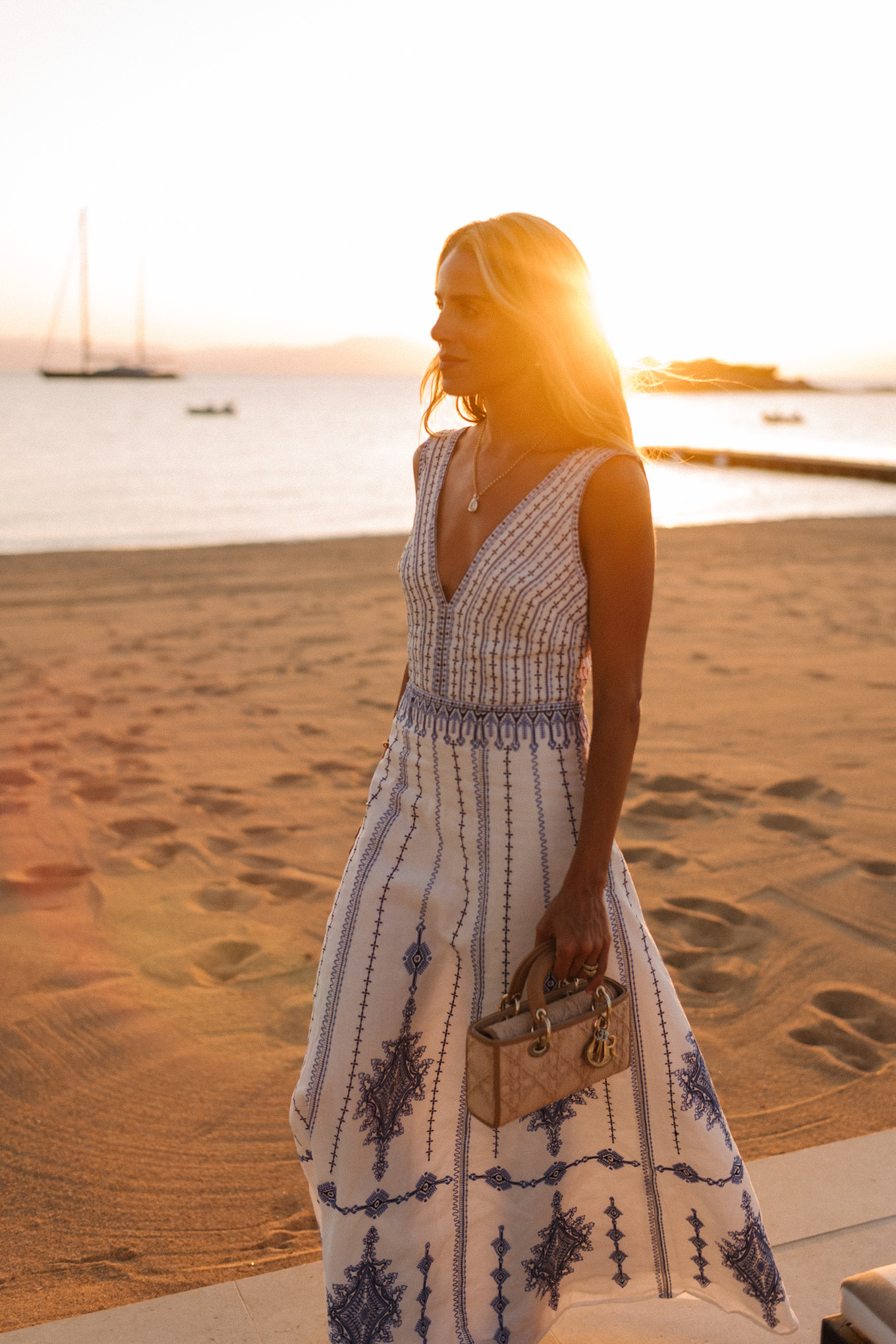 white blue embroidered maxi dress
