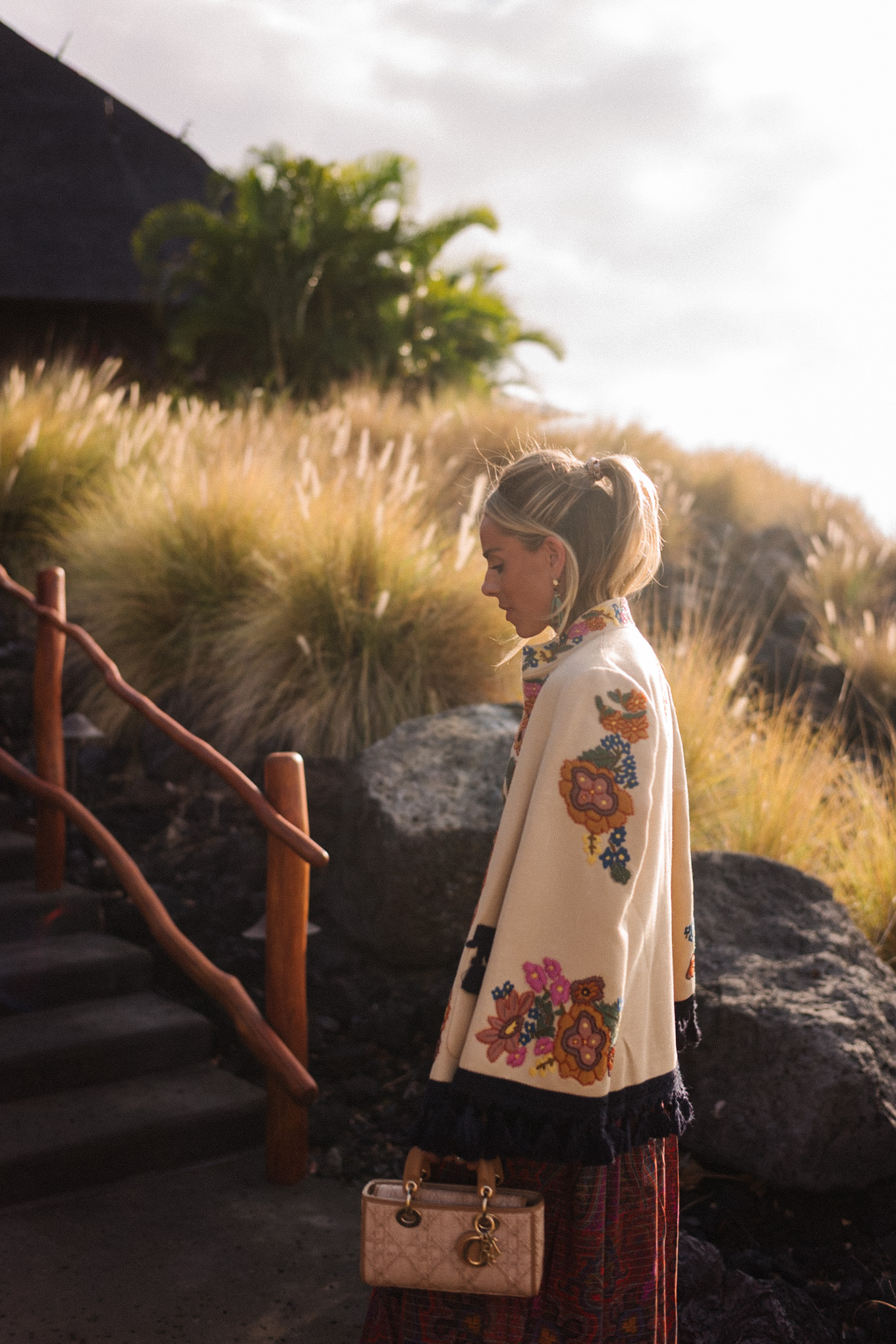 embroidered jacket paisley maxi skirt gold cropped tank
