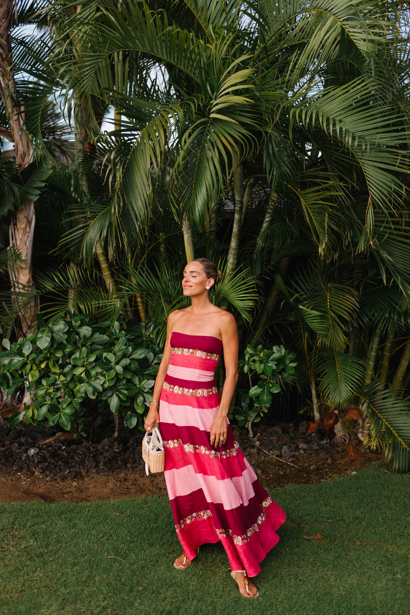 pink striped maxi dress