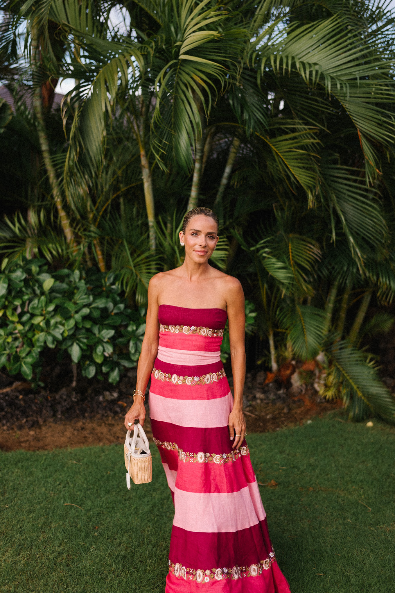 pink striped maxi dress