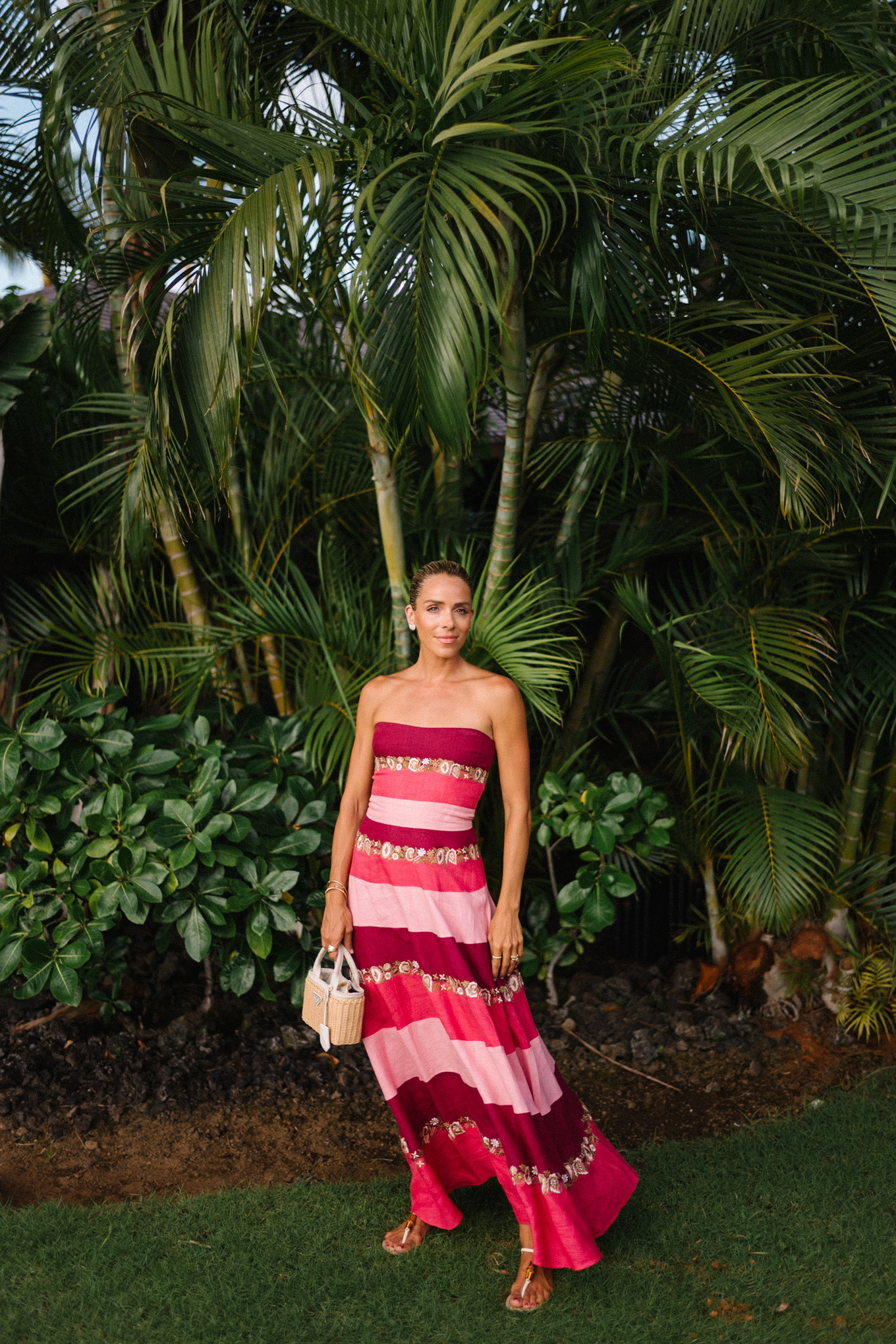 pink striped maxi dress