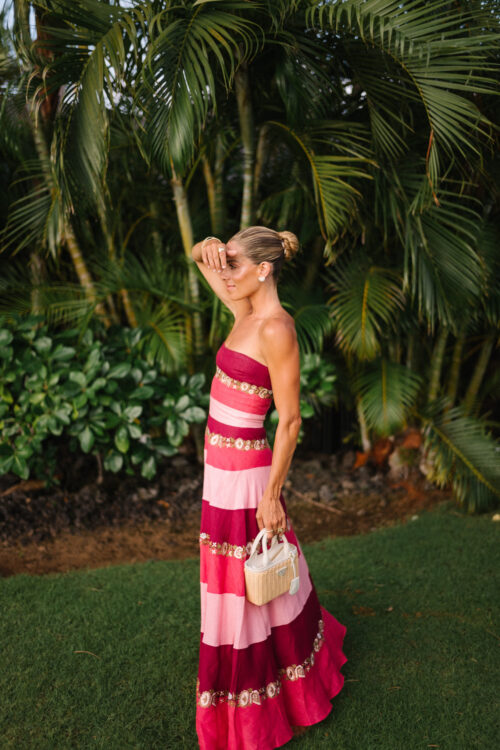 pink striped maxi dress