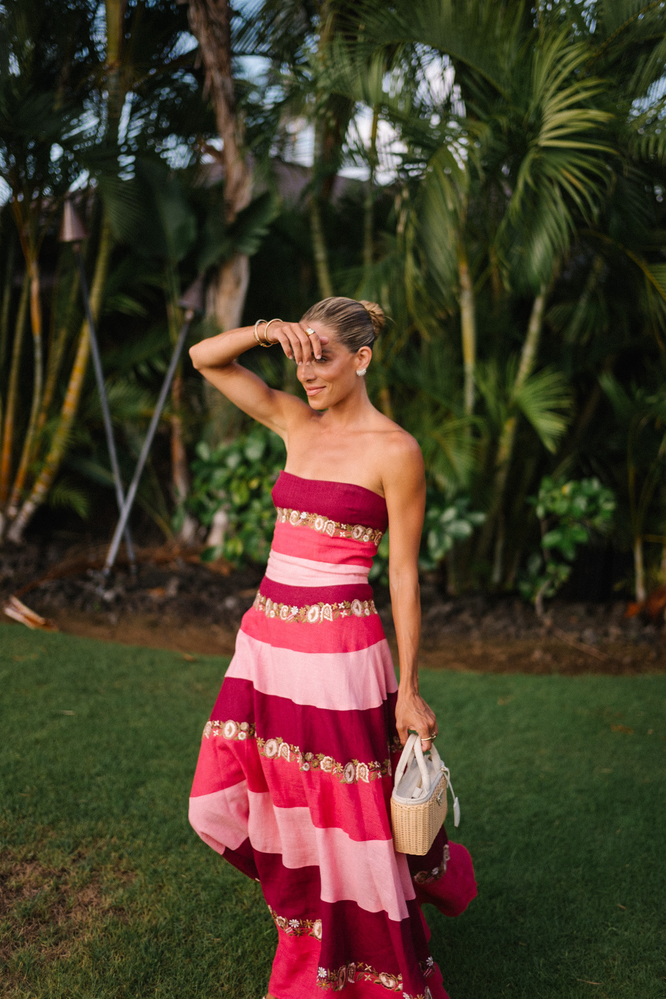 pink striped maxi dress