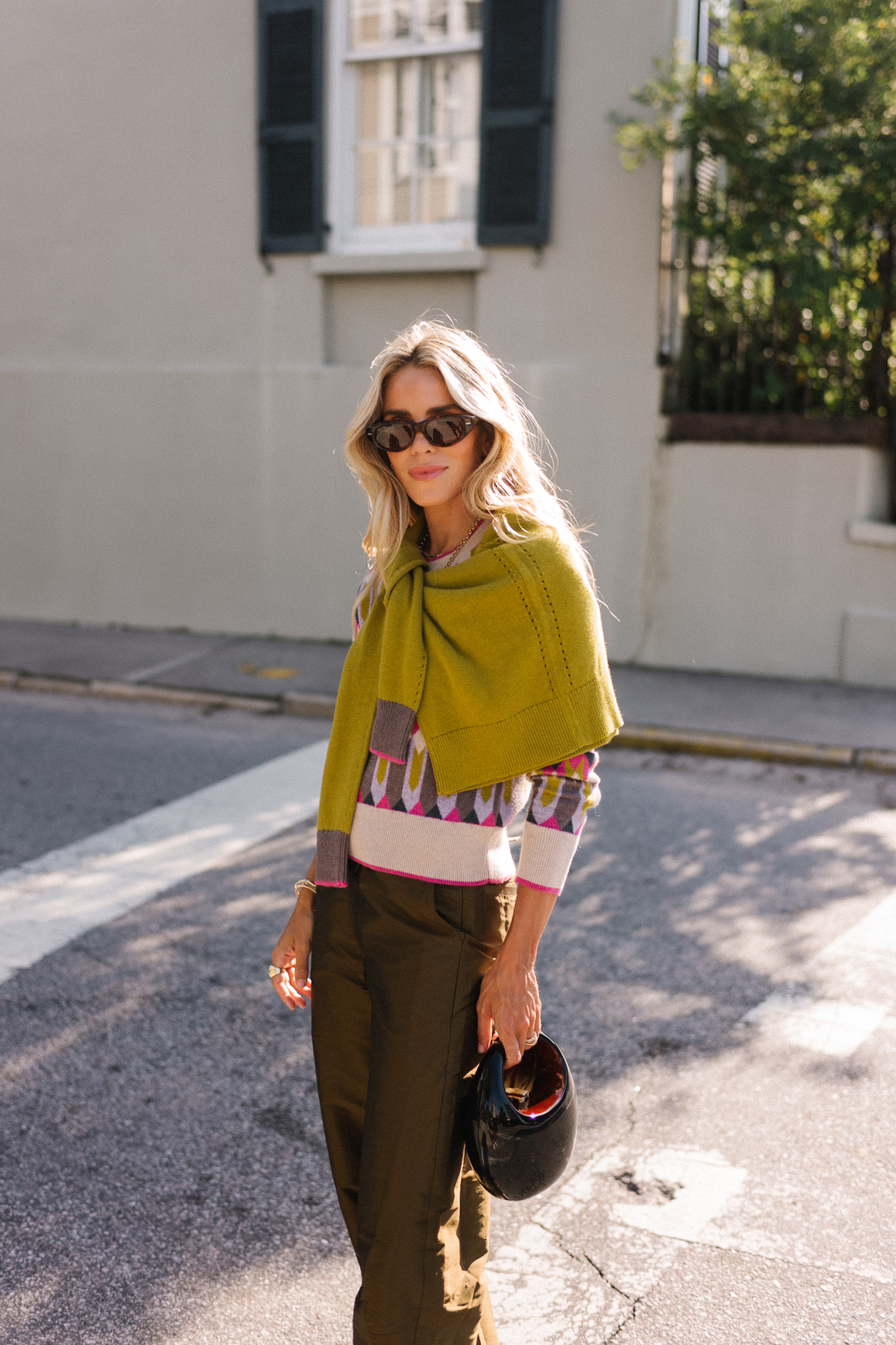 pink green tan geometric patterned cashmere knits for fall