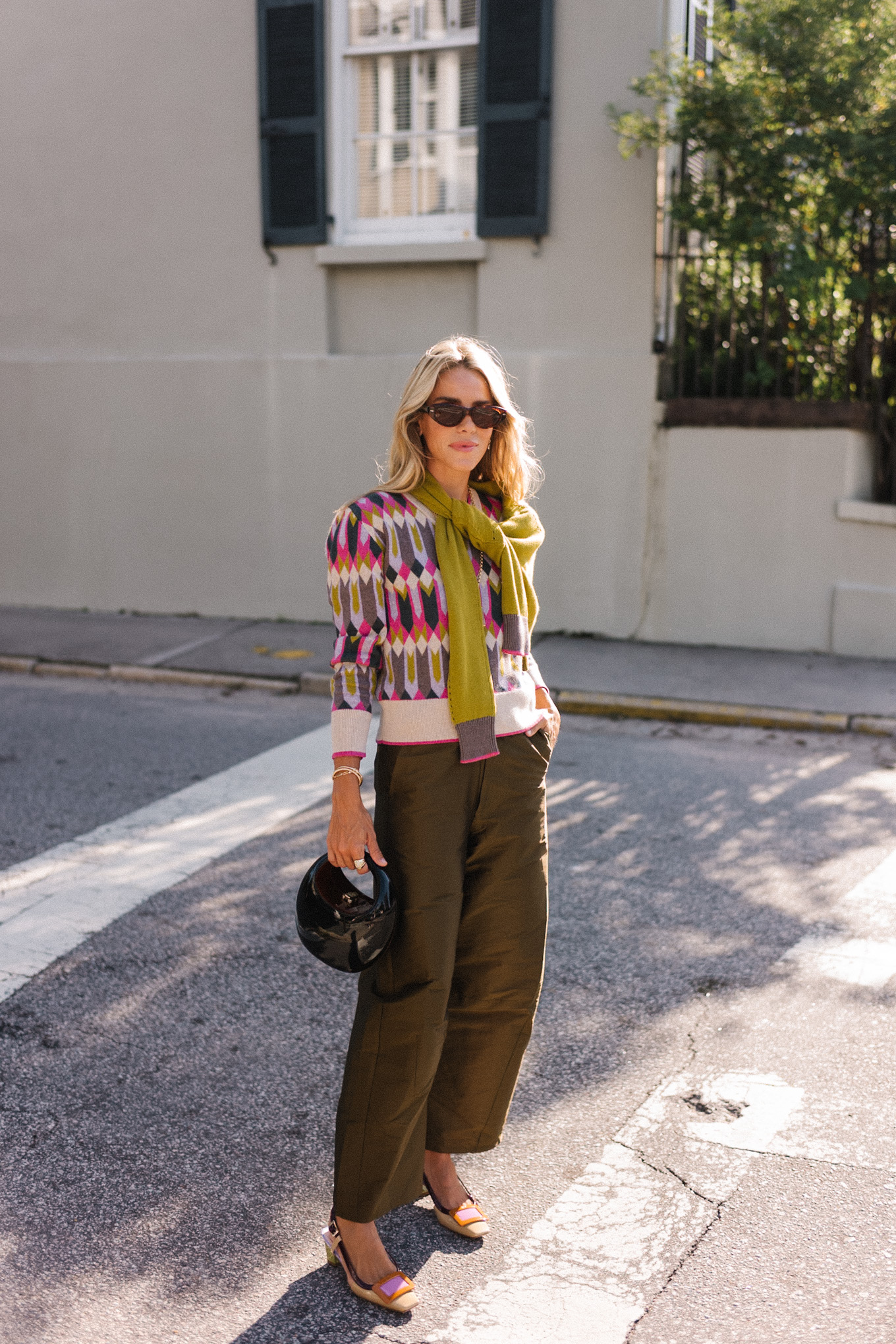 pink green tan geometric patterned cashmere knits for fall