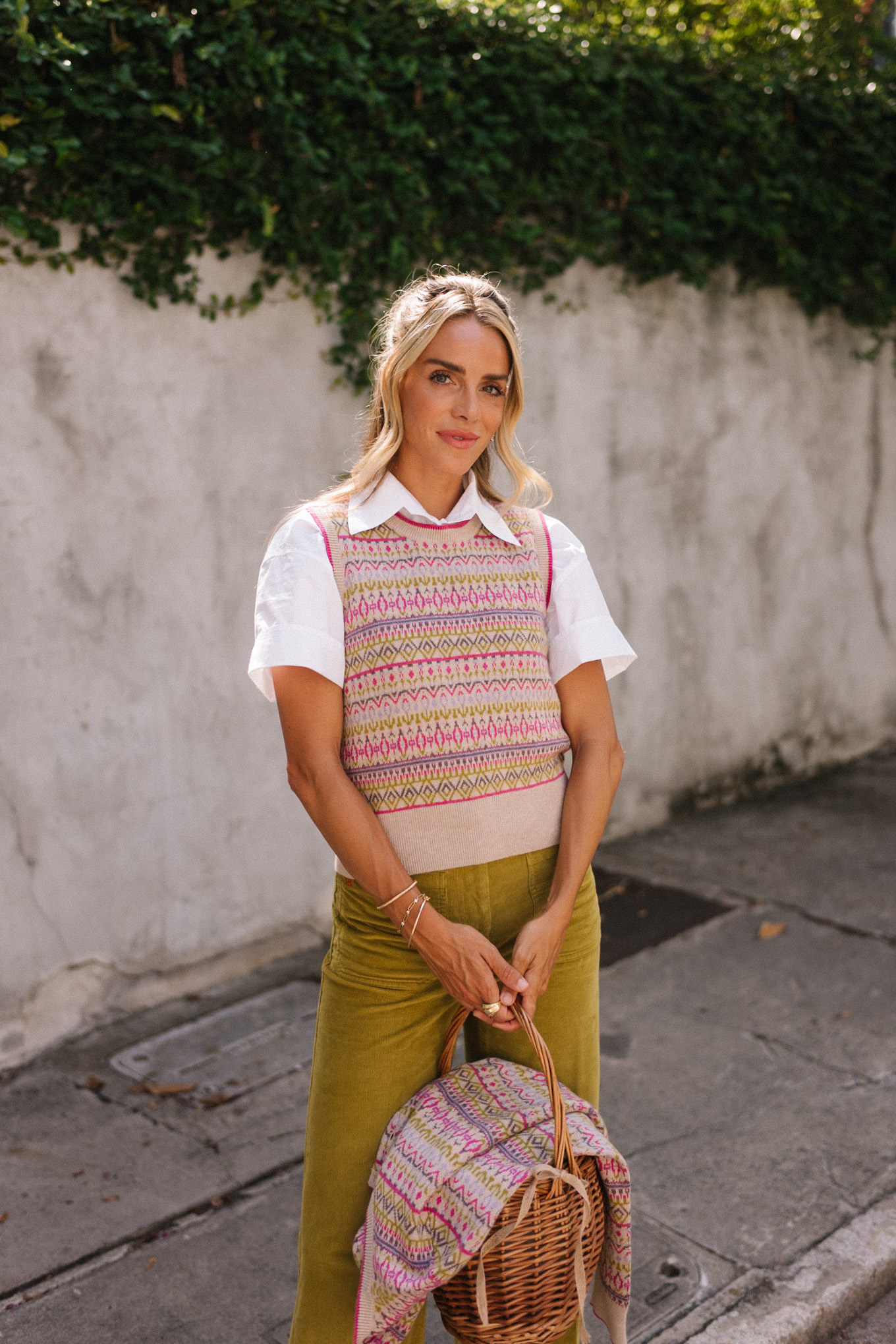 pink green tan geometric patterned cashmere knits for fall