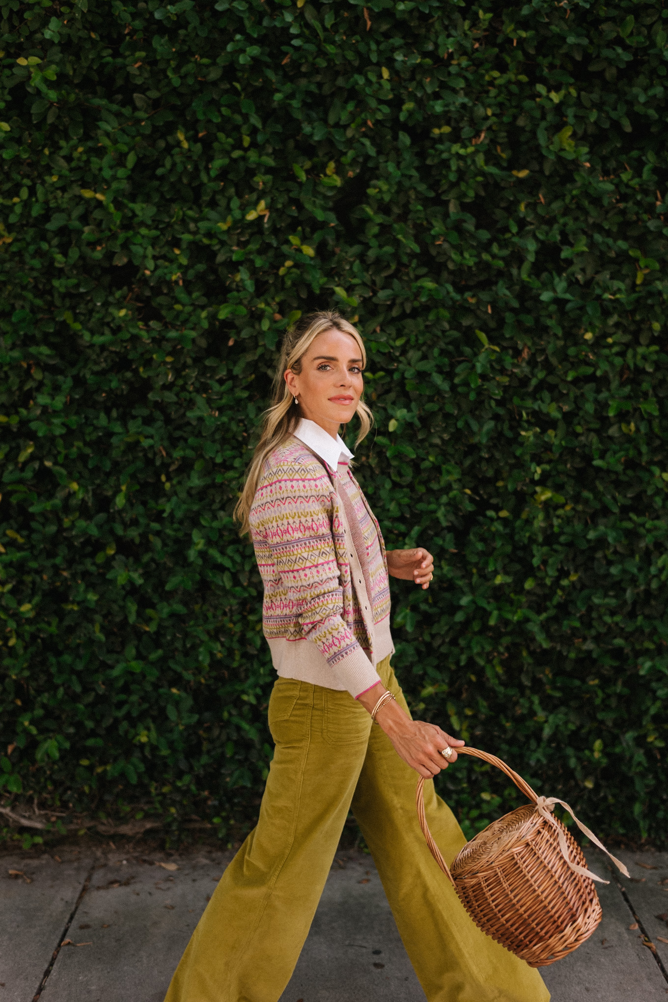 pink green tan geometric patterned cashmere knits for fall