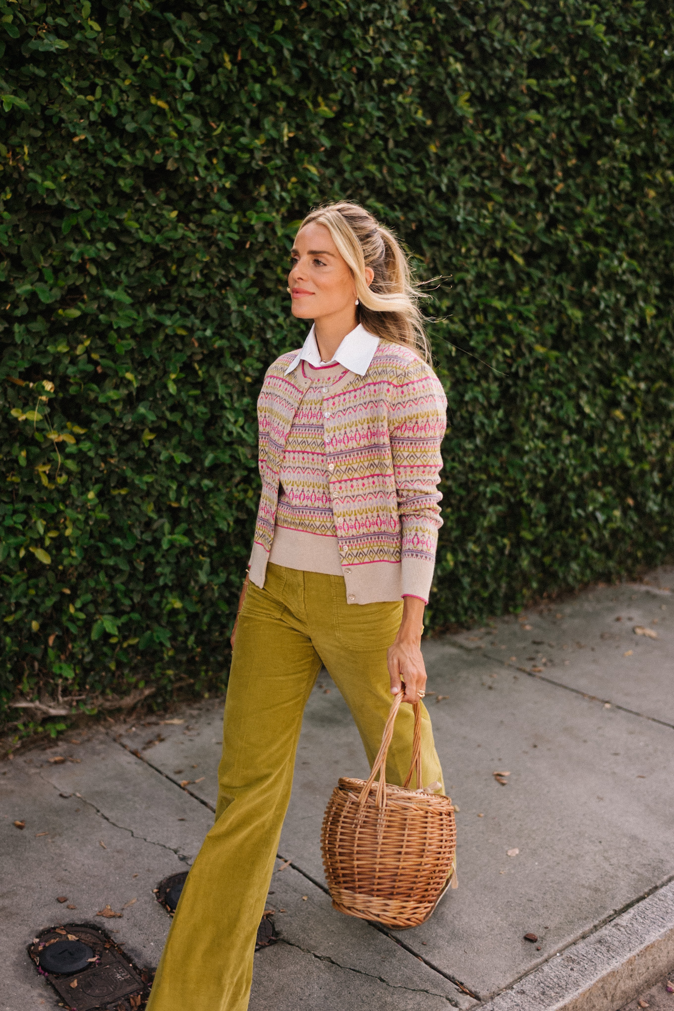 pink green tan geometric patterned cashmere knits for fall