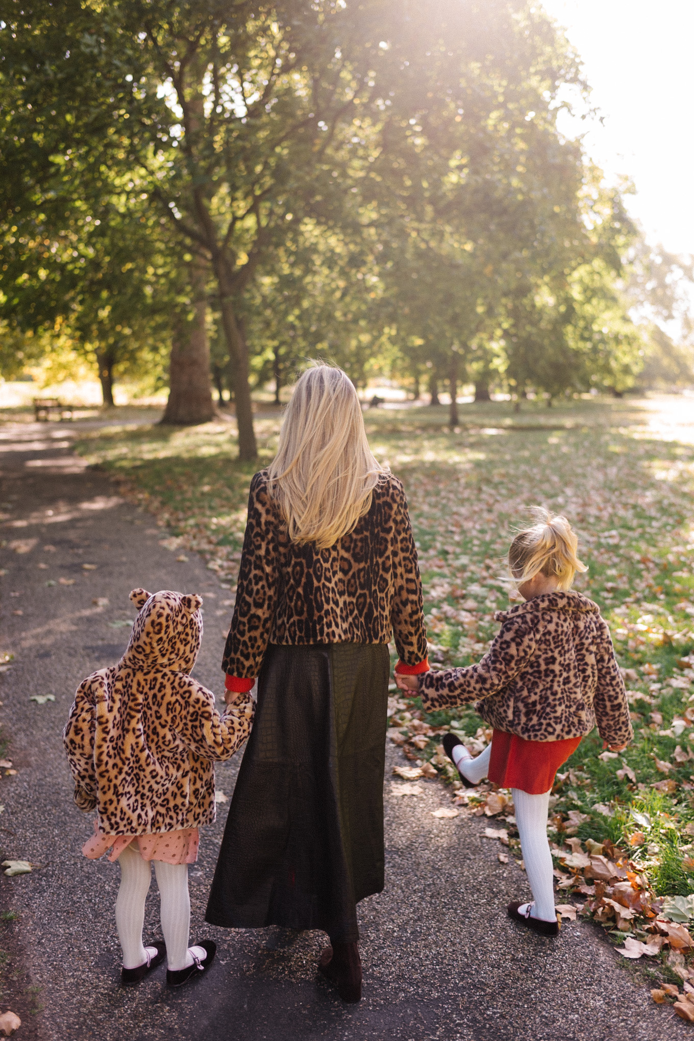 leopard print shearling jacket brown maxi skirt red orange cardigan suede boots