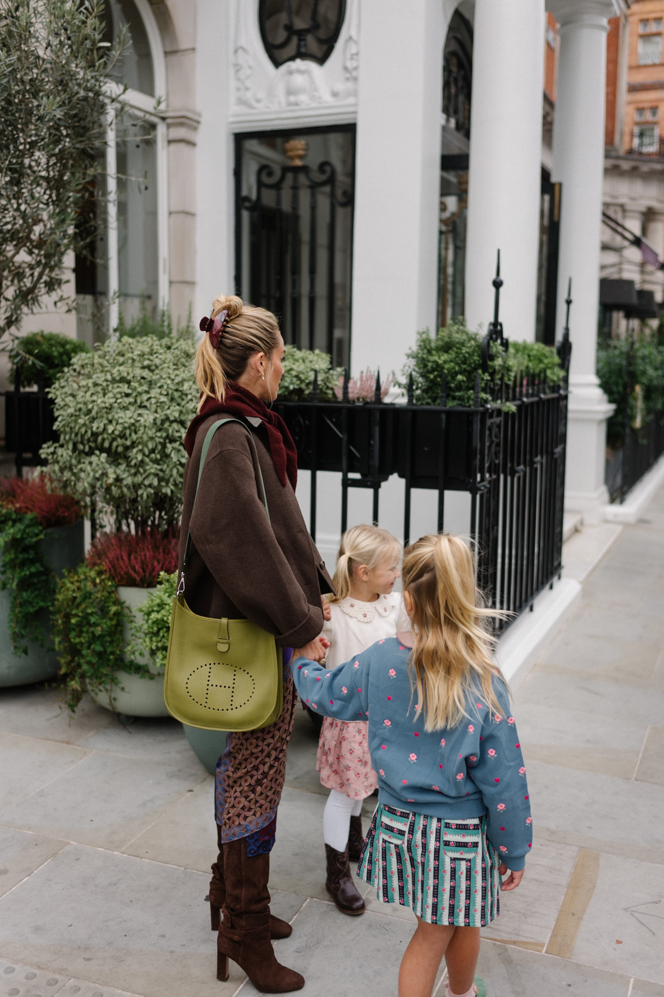 wool jacket leather collared shirt silk wrap skirt suede boots