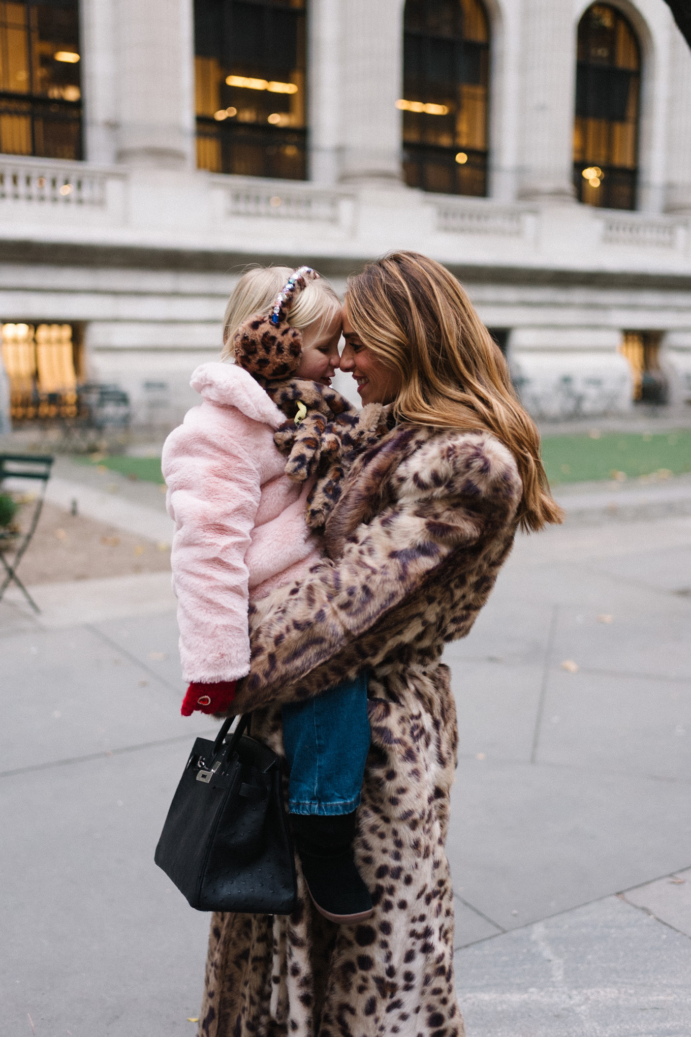 leopard coat silk jacket brown turtleneck tassel belt black handbag black gloves