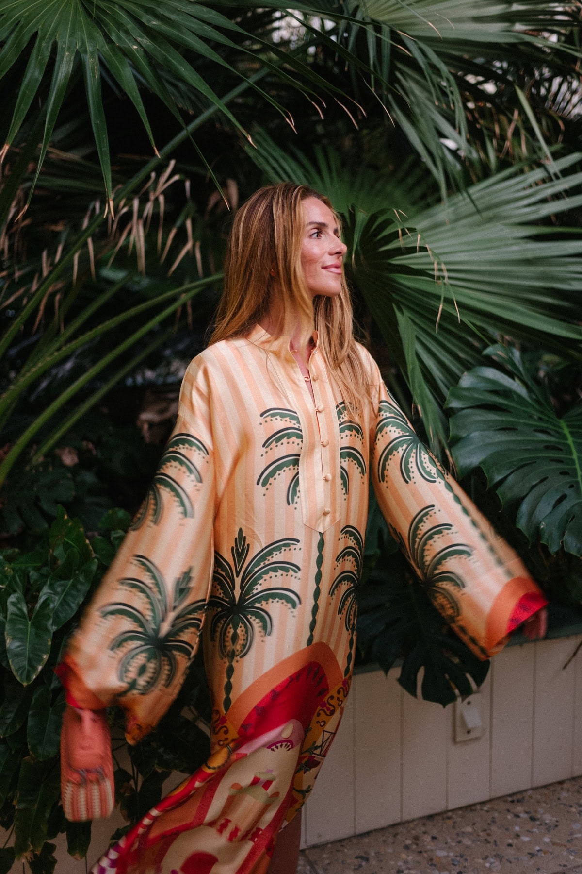 yellow green orange silk kaftan