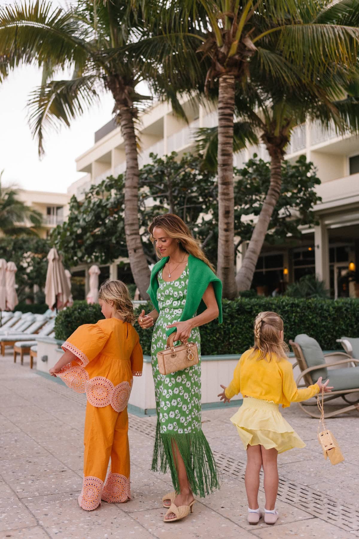 green white fringe knit midi dress green sweater