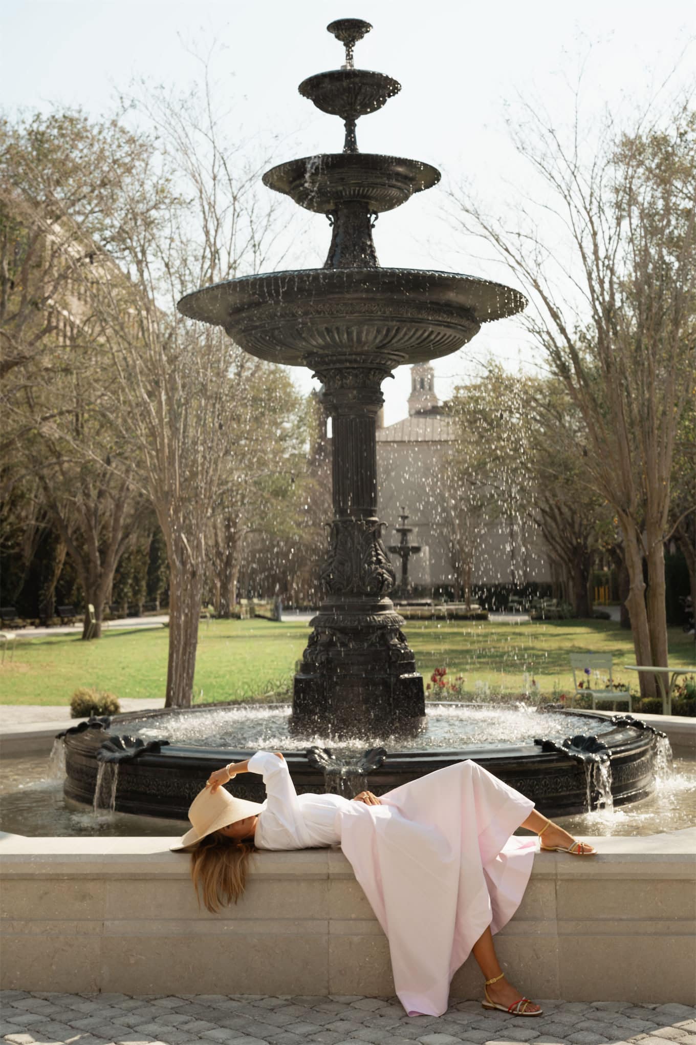 white blouse pink maxi skirt colorful leather sandals