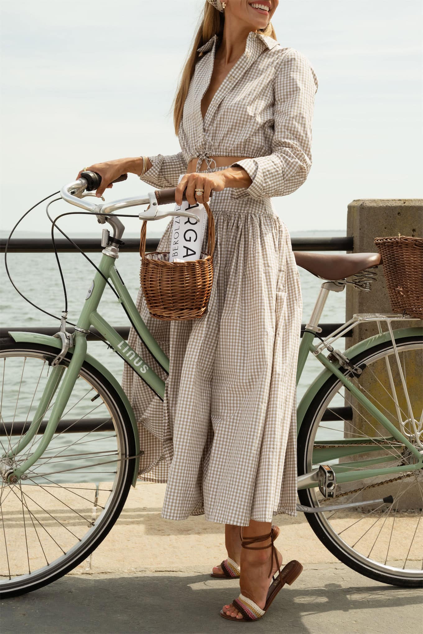 striped two piece set brown leather rainbow crochet strappy sandals